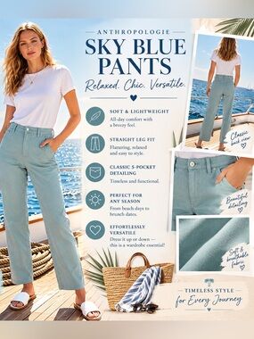 Anthropologie Sky Blue Pants